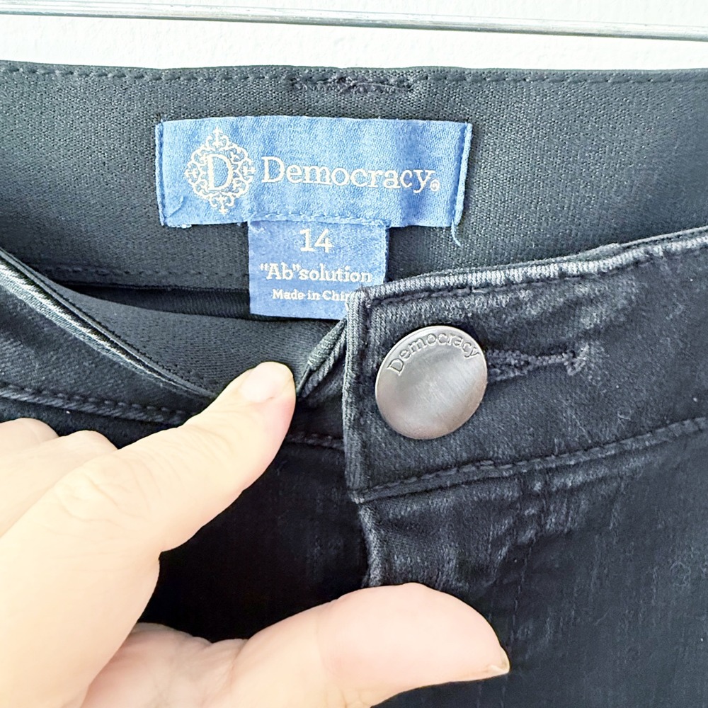 Democracy Women Absolution Wide Leg Jeans Black High Rise Size 14 Grunge Casual - Picture 2 of 6